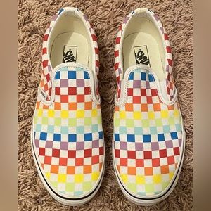 Rainbow Checkered Slip-on Vans